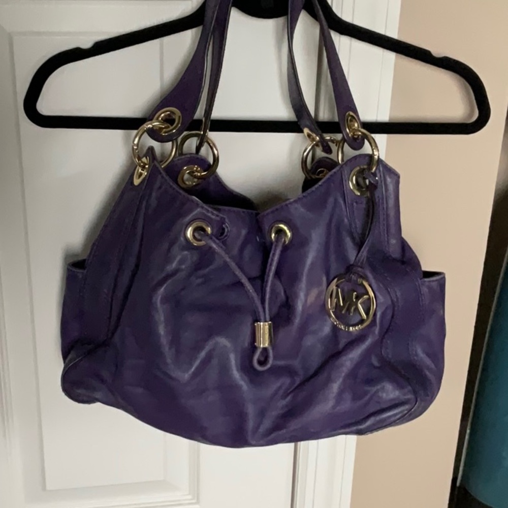 Michael Kors Purple Shoulder Bag with Gold-Tone Hardware
